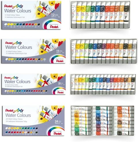 Pentel Arts Water Colors, Assorted, 5ml Tubes, 12 Color Set (WFRS-12) in Saudi Arabia