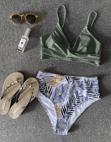 Women's Twist Front V Neck Bikini Top Padded Adjustable Spaghetti Straps Bathing Suit Tops Only in Saudi Arabia