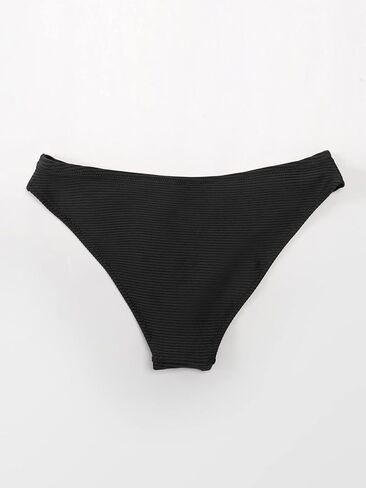 CUPSHE Women's Bikini Sets Crisscross Self Tie Ribbed Low Waisted Black, M in Saudi Arabia