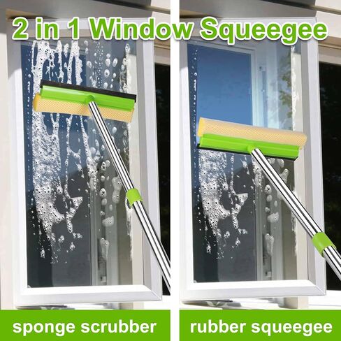 ITTAHO Squeegee for Window Cleaning, 2 in 1 Squeegee Window Cleaner with 58'' Long Handle,Window Washing Kit with Extension Pole for Shower, Windshield, Mirror, Gas Station, Glass in Saudi Arabia
