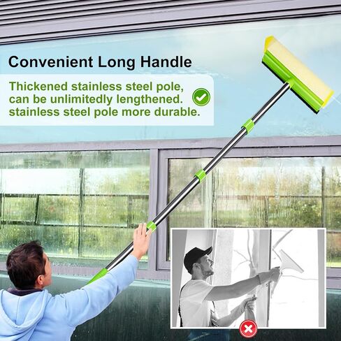 ITTAHO Squeegee for Window Cleaning, 2 in 1 Squeegee Window Cleaner with 58'' Long Handle,Window Washing Kit with Extension Pole for Shower, Windshield, Mirror, Gas Station, Glass in Saudi Arabia
