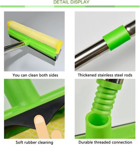 ITTAHO Squeegee for Window Cleaning, 2 in 1 Squeegee Window Cleaner with 58'' Long Handle,Window Washing Kit with Extension Pole for Shower, Windshield, Mirror, Gas Station, Glass in Saudi Arabia