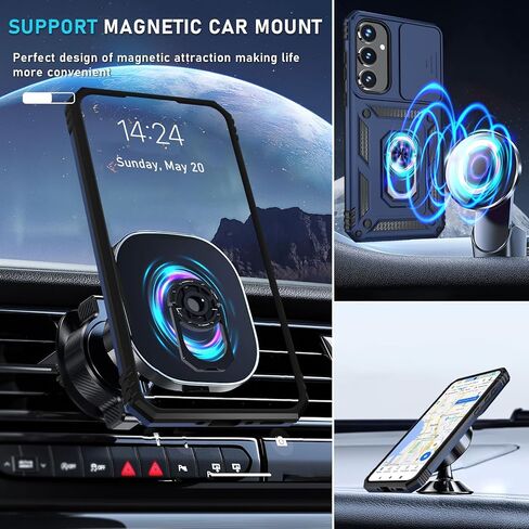 Janmitta Compatible with Samsung Galaxy A35 5G Case Built in Slide Camera Lens Cover+Screen Protector+Finger Ring Holder Kickstand,Heavy Duty Shockproof Full Body Phone Cover,2024 Black in Kuwait