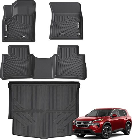 Floor Mats & Cargo Liner for 2021-2024 Nissan Rogue S/SV/SL/Platinum (NOT for Rogue Sport) All Weather TPE Protection Floor Liners Full Set with Trunk Mat for 2024 Nissan Rogue Accessories in Saudi Arabia