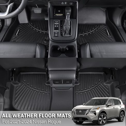 Floor Mats & Cargo Liner for 2021-2024 Nissan Rogue S/SV/SL/Platinum (NOT for Rogue Sport) All Weather TPE Protection Floor Liners Full Set with Trunk Mat for 2024 Nissan Rogue Accessories in Saudi Arabia