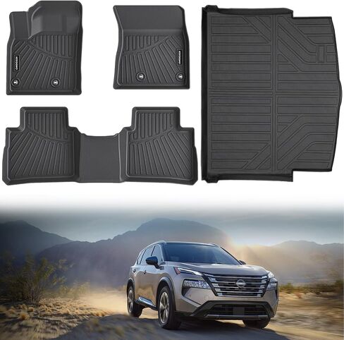 Floor Mats & Cargo Liner for 2021-2024 Nissan Rogue S/SV/SL/Platinum (NOT for Rogue Sport) All Weather TPE Protection Floor Liners Full Set with Trunk Mat for 2024 Nissan Rogue Accessories in Saudi Arabia
