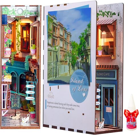 مجموعة زوايا الكتاب DIY، ألغاز خشبية ثلاثية الأبعاد لبيت الدمى، رف كتب، ديكور ديوراما، زقاق، حب الجزيرة، مجموعة أدوات إبداعية مجمعة مخصصة مع أضواء استشعار، هدايا للمراهقين والبالغين in Saudi Arabia