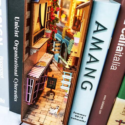 مجموعة زوايا الكتاب DIY، ألغاز خشبية ثلاثية الأبعاد لبيت الدمى، رف كتب، ديكور ديوراما، زقاق، حب الجزيرة، مجموعة أدوات إبداعية مجمعة مخصصة مع أضواء استشعار، هدايا للمراهقين والبالغين in Saudi Arabia