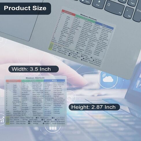 2 ملصق اختصار لجهاز Microsoft Windows + Word/Excel (لنظام التشغيل Windows 11/10) دليل مرجعي سريع ملصقات اختصار لوحة مفاتيح الكمبيوتر المحمول، فينيل بدون بقايا (شفاف) in Saudi Arabia