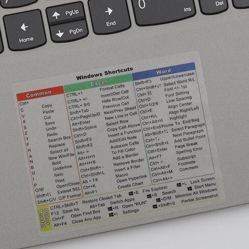 2 ملصق اختصار لجهاز Microsoft Windows + Word/Excel (لنظام التشغيل Windows 11/10) دليل مرجعي سريع ملصقات اختصار لوحة مفاتيح الكمبيوتر المحمول، فينيل بدون بقايا (شفاف) in Saudi Arabia