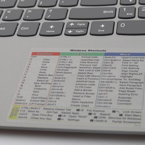 2 ملصق اختصار لجهاز Microsoft Windows + Word/Excel (لنظام التشغيل Windows 11/10) دليل مرجعي سريع ملصقات اختصار لوحة مفاتيح الكمبيوتر المحمول، فينيل بدون بقايا (شفاف) in Saudi Arabia