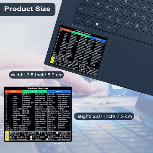 2 ملصق اختصار لجهاز Microsoft Windows + Word/Excel (لنظام التشغيل Windows 11/10) دليل مرجعي سريع ملصقات اختصار لوحة مفاتيح الكمبيوتر المحمول، فينيل بدون بقايا (شفاف) in Saudi Arabia