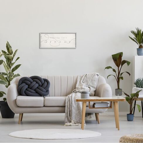 Stupell Industries Healing Isn't Linear Comforting Squiggle Line Phrase Framed Wall Art, Design By Daphne Polselli in Saudi Arabia