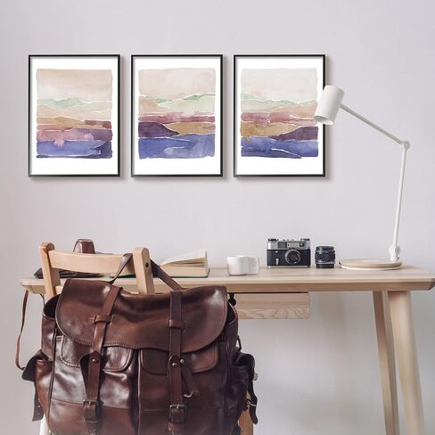 Stupell Industries Abstract Landscape Nature Scene Vivid Rural Hills 3pc set Framed Wall Art, Design by Grace Popp in Saudi Arabia