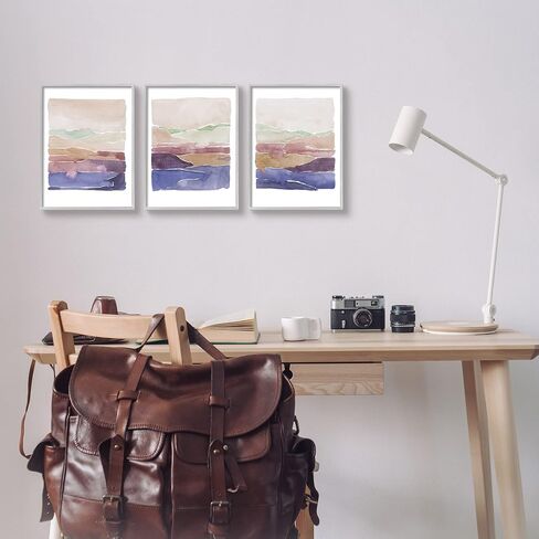 Stupell Industries Abstract Landscape Nature Scene Vivid Rural Hills 3pc set Framed Wall Art, Design by Grace Popp in Saudi Arabia