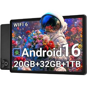 Android 16 Tablet 10 Inch, 20GB RAM 32GB ROM 1TB Expandable, Fast WiFi 6 & BT 5.4 Electronics Tablets 5-Core, HD IPS Touchscreen, 8H+ Battery, 2*Camera Tablet for Kids & Adults, Gift, Streaming, Work in Kuwait