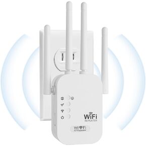 WiFi Extender, WiFi Repeater,Internet Booster, Long Range WiFi Extenders Signal Booster for Home, WiFi Repeater with Ethernet Port Covers Up to 9800 Sq.ft,Quick Setup-Pearl White in Kuwait