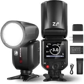 NEEWER Z2-N 2.4G TTL Round Head Flash Speedlite for Nikon, Upgraded UI, 2 Adjustable Modeling Lamps, TTL/M Quick Switch TCM Key, 76Ws Speedlight 1/8000s HSS 7.4V/2600mAh Battery 480 Full Power Flash in Kuwait