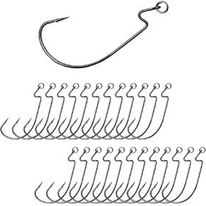Reaction Tackle Ringed EWG Hooks - Super Strong Wide Gap Texas Rig Hooks for Soft Plastic Baits - High Carbon Steel Bass Fishing Hooks (25-Pack) in Kuwait