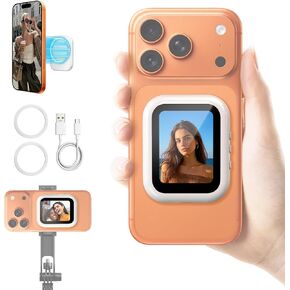 yAyusi Mini Wireless Magnetic Vlog Selfie Monitor Screen iPhone, Compact Portable Back Camera Monitor iPhone, Cell Phone Monitor Screen, Phone Mirror for Back Camera Recording/Streaming/TikTok/YouTube in Kuwait