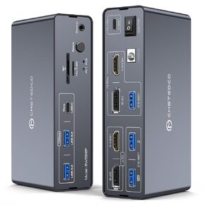 KVM Switch 2 Monitors 2 Computers Docking Station USB C + HDMI/DP Input with 100W PD, 4K60Hz/4K120Hz Displayport HDMI Dual Monitor for Laptop and Desktop Share 13-in-1 Dock Aluminum Case Plug and Play in Kuwait