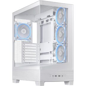 ASUS A31 Black ATX Mid-Tower Gaming Case, Dual Tempered Glass, Frameless, BTF Hidden Connectors, 360 AIO Support, Angled Base, ARGB, Optimized Airflow, Seamless Cable Management, 2 Year Warranty in Kuwait