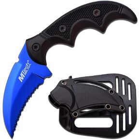MTech USA – Fixed Blade Knife – Serrated Hawkbill Blade w/Multi-Color Weed Pattern, Black Injection Molded Handle, Full Tang, Nylon Fiber Sheath - Hunting, Camping, Survival, EDC – MT-20-63WD in Kuwait
