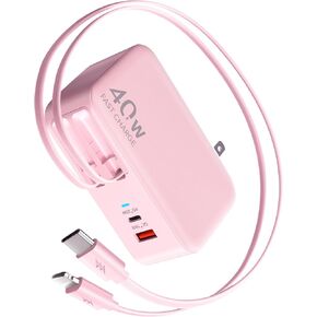 4-in-1 Retractable USB C Wall Charger,40W Fast Charging for Multi-Device in Kuwait
