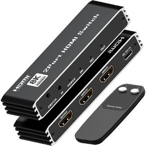 8K HDMI 2.1 Switch 3 in 1 Out, 3 Port HDMI Switcher 4K@120Hz 8K@60Hz 48Gbps, Aluminum HDMI Selector Box with 8K Cable,for Multiple Consoles, Blu-ray Player, Projector and More in Kuwait