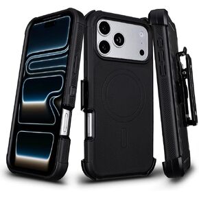 Magnetic for iPhone 17 Pro Max Case with Belt Clip Holster, Black in Kuwait