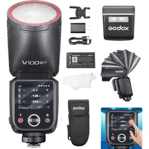 Godox V100-N Camera Flash for Nikon,100Ws TTL Round Head Speedlite,400-Full-Power-Flashes,1.7s Recycle Time,Touch Screen 2.4G Wireless X System for Nikon D800/D750/D700/D610/D500/D200/D300S/D5/D4 etc in Kuwait