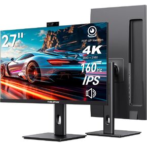 27 Inch 4K Monitor with Webcam - 160Hz UHD 3840x2160 IPS Vertical Gaming Monitor with Pop-Up 3MP Webcam, Speakers & Microphone, HDMI/DP/USB-C, VESA, for Gaming Design Home Office in Kuwait