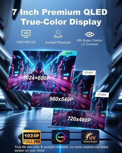 Single Din Touchscreen Car Stereo, Wireless CarPlay, Motorized 7" Flip Out in Kuwait