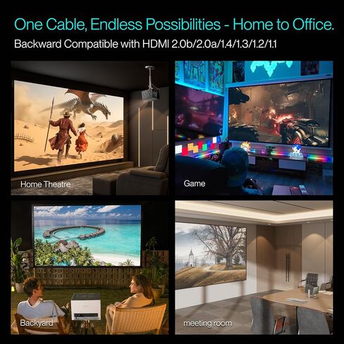 Valerion AWOL Ultra High Speed HDMI® Cable 12m/40ft, Fiber Optic Core, 8K@60Hz, 4K@120Hz, Dynamic HDR, ALLM/VRR Gaming, Braided 24K Gold-Plated Connectors for PS5, Xbox, PC, TV and Projector in Kuwait