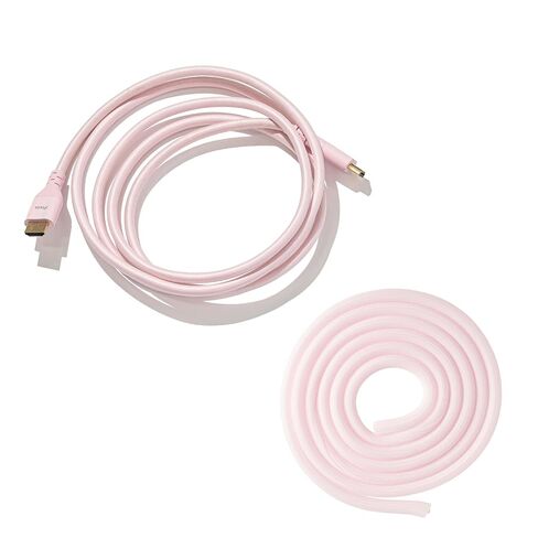 Pixio Pink 10FT HDMI 2.1 Cable Ultra Certified Ultra High Speed 8K 60Hz 4K 120Hz Nylon Braided Gold Plated & 10FT Pink Tube Cable Management Sleeve 1/2 inch Diameter in Kuwait