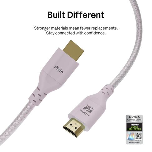 Pixio Pink 10FT HDMI 2.1 Cable Ultra Certified Ultra High Speed 8K 60Hz 4K 120Hz Nylon Braided Gold Plated & 10FT Pink Tube Cable Management Sleeve 1/2 inch Diameter in Kuwait