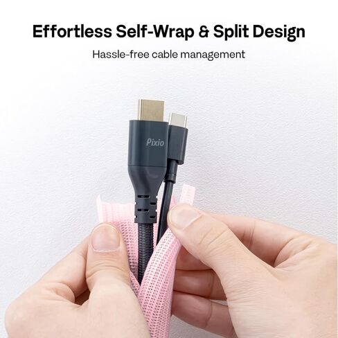 Pixio Pink 10FT HDMI 2.1 Cable Ultra Certified Ultra High Speed 8K 60Hz 4K 120Hz Nylon Braided Gold Plated & 10FT Pink Tube Cable Management Sleeve 1/2 inch Diameter in Kuwait