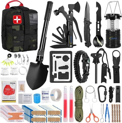 ABPIR 170 PCS Survival Kits, Survival First Aid Kit with Essential Survival Gear Emergency Medical Supplies for Hiking Camping Backpacking Outdoor Adventure, Gifts for Him Dad Men Christmas in Kuwait