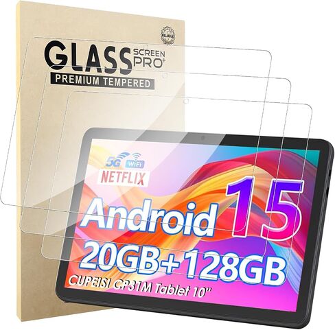 3 Pack Screen Protector Compatible with CUPEISI CP31M Tablet 10 Inch, Tempered Glass 9H Hardness HD Clear Anti-Scratch in Kuwait