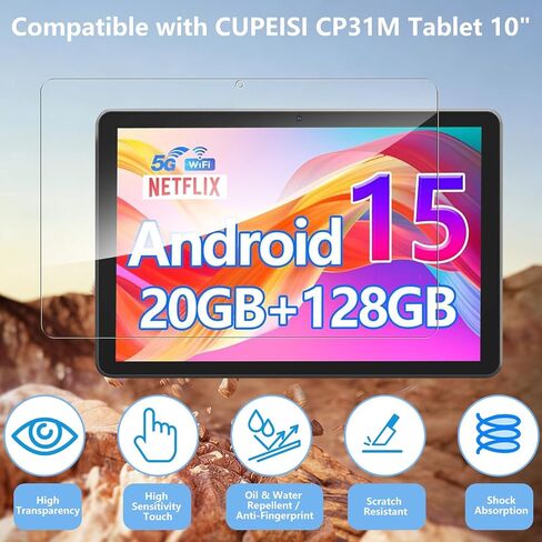 3 Pack Screen Protector Compatible with CUPEISI CP31M Tablet 10 Inch, Tempered Glass 9H Hardness HD Clear Anti-Scratch in Kuwait