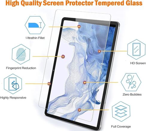 [2 Pack] Screen Protector For Galaxy Tab S10 Plus/S9 Plus/S9 FE+/S7 FE/S8+ 12.4 Inch 2024/2023, Tempered Glass Film Guard For Samsung Galaxy Tablet S10+ s9+ S8+ S7+ Anti-Scratch 9H Hardness Bubble-free Clear in Kuwait