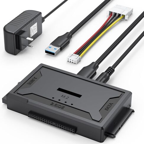 Hard Drive Reader 4-in-1, M.2 SATA IDE to USB Docking Station, 10Gbps NVME Dock, Computer Ultra Data Retrieval Kit with 12V/2A Power Adapter for Internal M.2 2.5" 3.5" PATA HDD SSD Blu-ray Drive in Kuwait