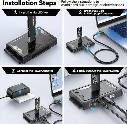 Hard Drive Reader 4-in-1, M.2 SATA IDE to USB Docking Station, 10Gbps NVME Dock, Computer Ultra Data Retrieval Kit with 12V/2A Power Adapter for Internal M.2 2.5" 3.5" PATA HDD SSD Blu-ray Drive in Kuwait