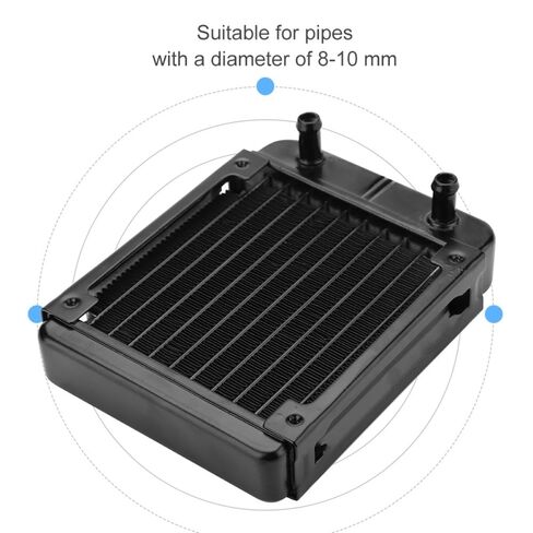 120mm Aluminum Water Cooling Radiator 10 Tubes – for PC Liquid Cooling Systems, U-Shaped Fins Enhanced Heat Dissipation, for 8-10mm Tubing in Saudi Arabia