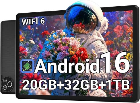 Android 16 Tablet 10 Inch, 20GB RAM 32GB ROM 1TB Expandable, Fast WiFi 6 & BT 5.4 Electronics Tablets 5-Core, HD IPS Touchscreen, 8H+ Battery, 2*Camera Tablet for Kids & Adults, Gift, Streaming, Work in Kuwait