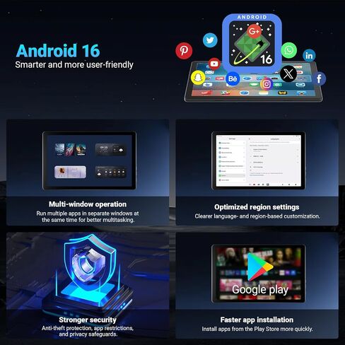 Android 16 Tablet 10 Inch, 20GB RAM 32GB ROM 1TB Expandable, Fast WiFi 6 & BT 5.4 Electronics Tablets 5-Core, HD IPS Touchscreen, 8H+ Battery, 2*Camera Tablet for Kids & Adults, Gift, Streaming, Work in Kuwait
