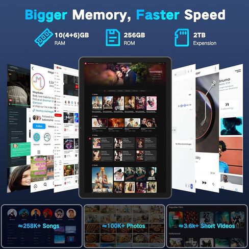 JUNYANG Tablet 11 inch Android 15 Tablets, 256GB ROM 10GB RAM, Octa-Core in Kuwait