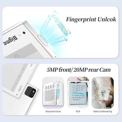 Bigme B10 Color E-Ink eReader Tablet 10.3" Epaper Tablet with 8GB +256GB, Fingerprint Unlock, 4G Connectivity, Stylus Pen, Android Ebook Readers Device with Octa Core 2.6Hz, Long Battery Life White1 in Saudi Arabia