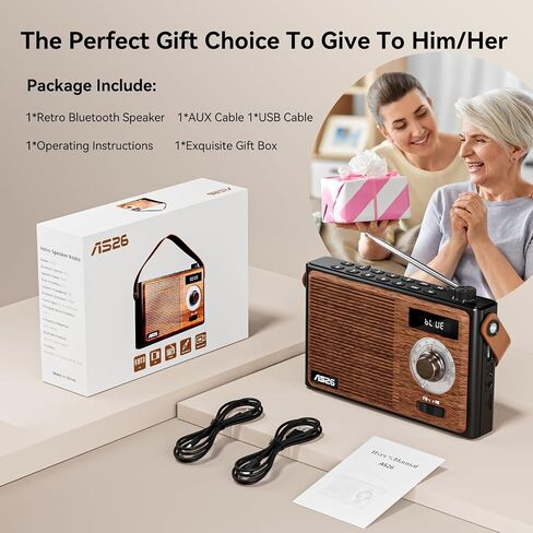 AM FM Radio Portable Retro Bluetooth Speaker Support USB/TF/AUX Player in Kuwait