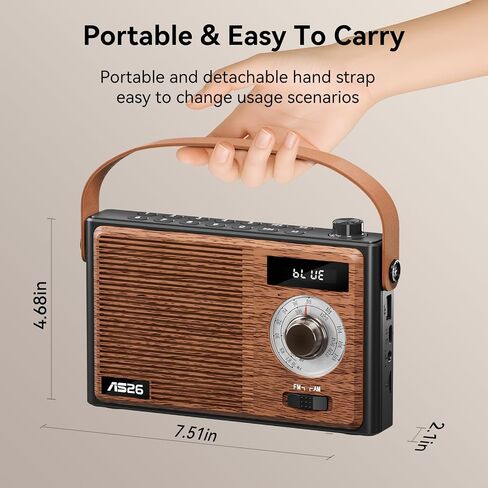 AM FM Radio Portable Retro Bluetooth Speaker Support USB/TF/AUX Player in Kuwait